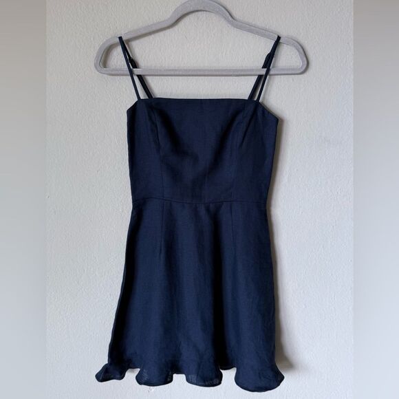 Reformation Kieran Mini Blue Dress Navy Size 0 - Picture 5 of 8
